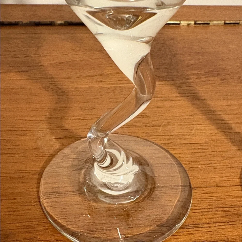 Y2K Era Ron Jon Surf Shop Retro Bent Stem Martini Glass 2 Matching Hibiscus Cute
